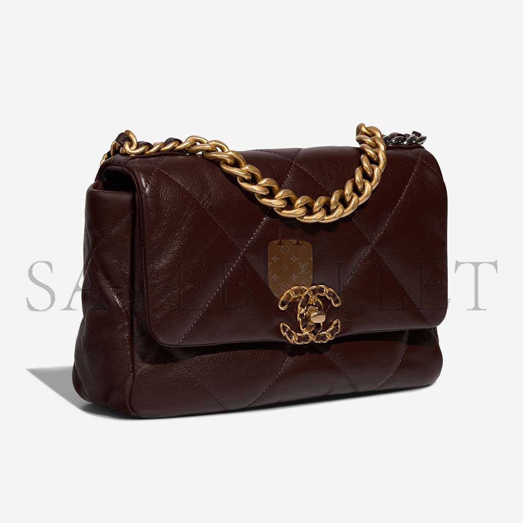 CHANEL 19 FLAP BAG LAMB BROWN AS1160 (26*16*9cm)